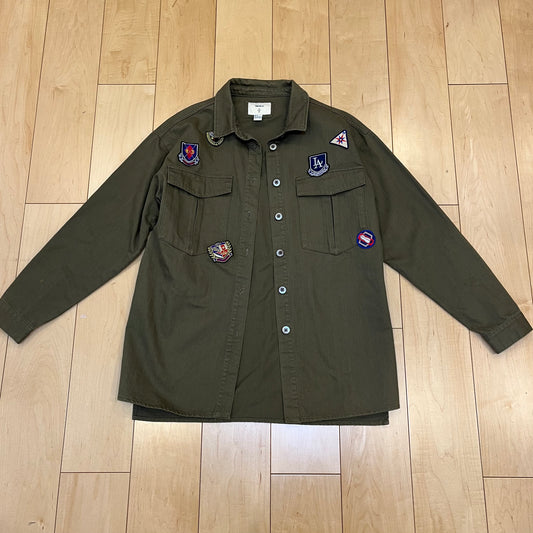 vintage patch military shirt jacket